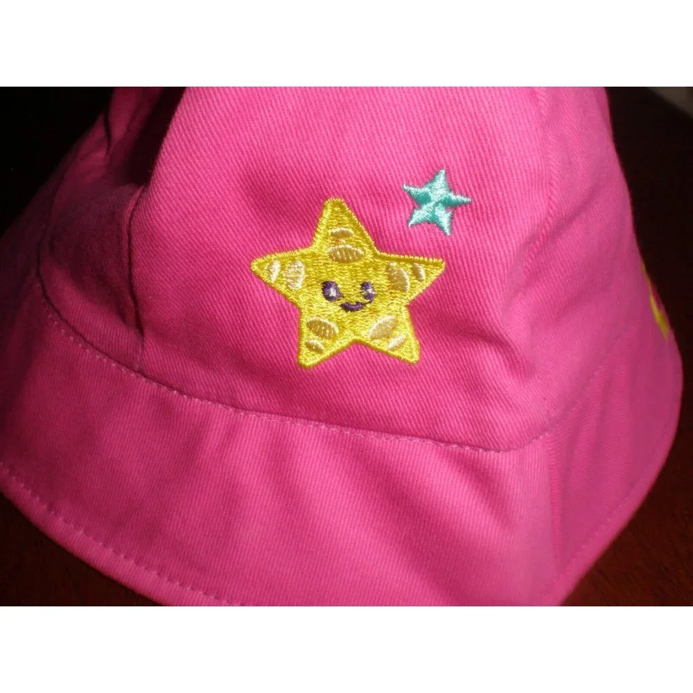 NWT Sunpoint Toddler Girls Sun Bucket Hat Embroidered Pink One Size Fits Most